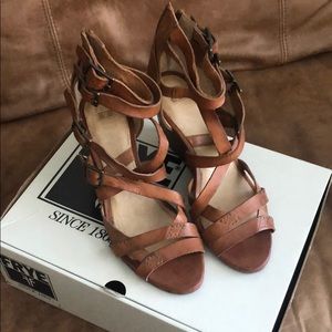 Frye “rain” scrappy wedge sandal